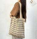 Korean Fashion Women's Large Polyester Tote Bags Single Shoulder Portable All Seasons with Solid Color Pattern for Shopping