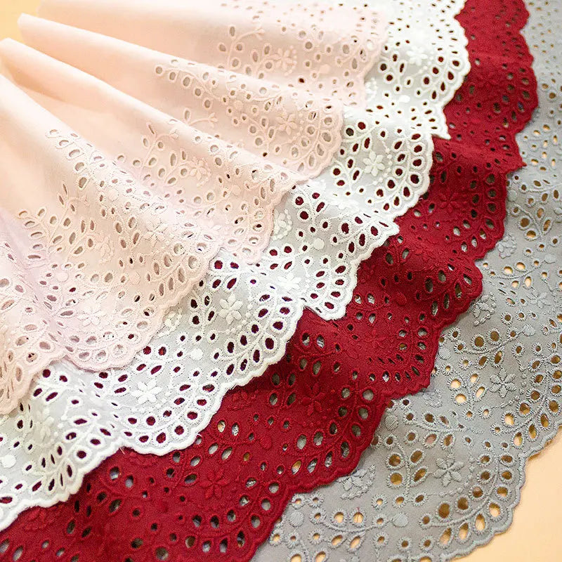 Wholesale 100% Cotton Lace Hollow Flowers Embroidery Trimming Laces Fabrics for Women