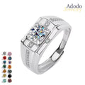 Fine Jewelry S925 Silver White Gold Plated Adjustable Jewelry Round Cut VVS Colorful Moissanite Statement Rings for Men