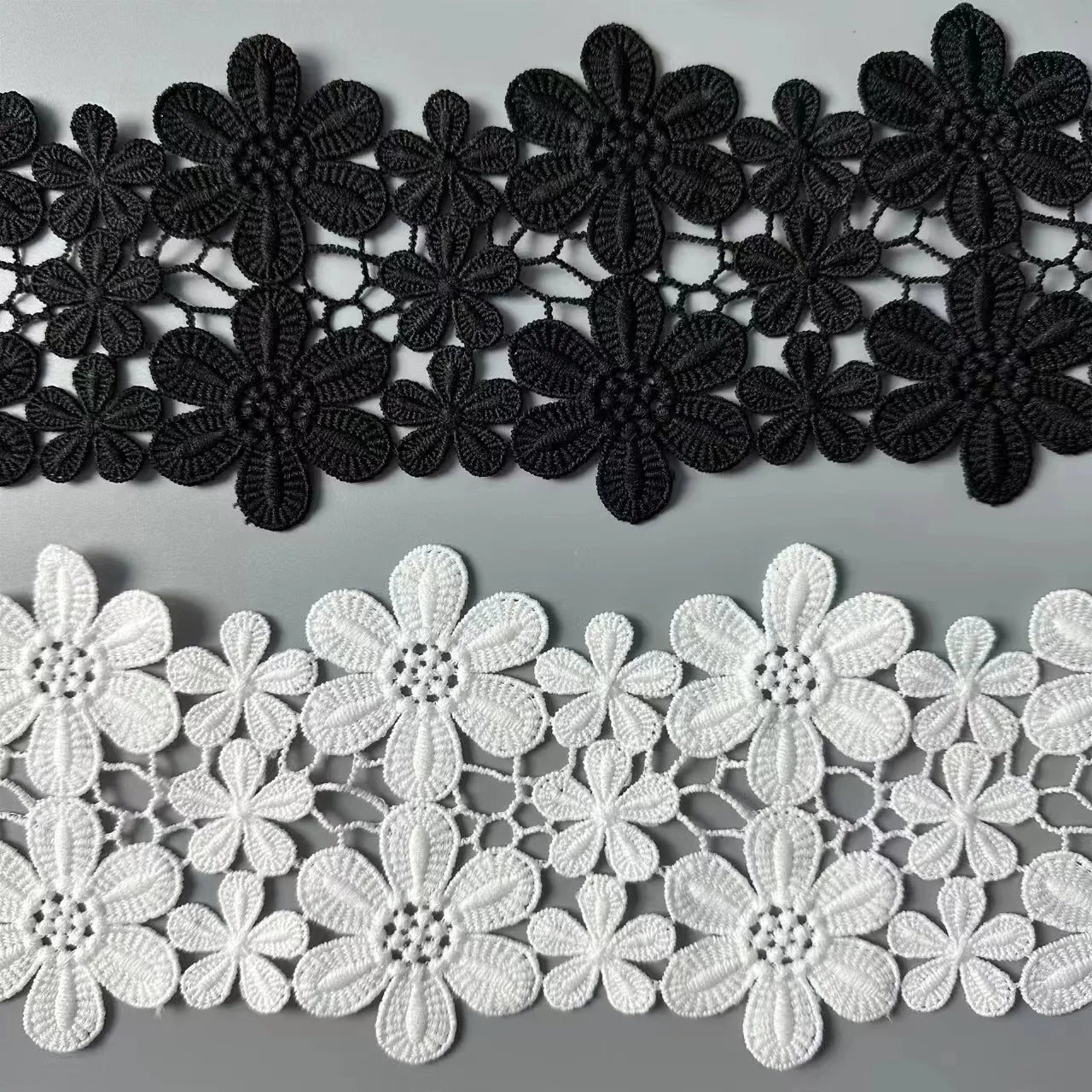 Black and White Water-soluble Lace Flower Embroidery Dress Accessories Hollowed Out Polyester Lace