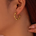 Women and Girls' Unique Stainless Steel C Shape Hoop Earrings with Cute Ball  Hoop Earring for Summer Style