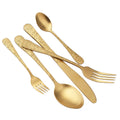 Vintage Wedding Gift Baroque Royal Gold Copper Knife Fork Spoon Set Stainless Steel 18/10 Flatware Set Gold Cutlery Flatware