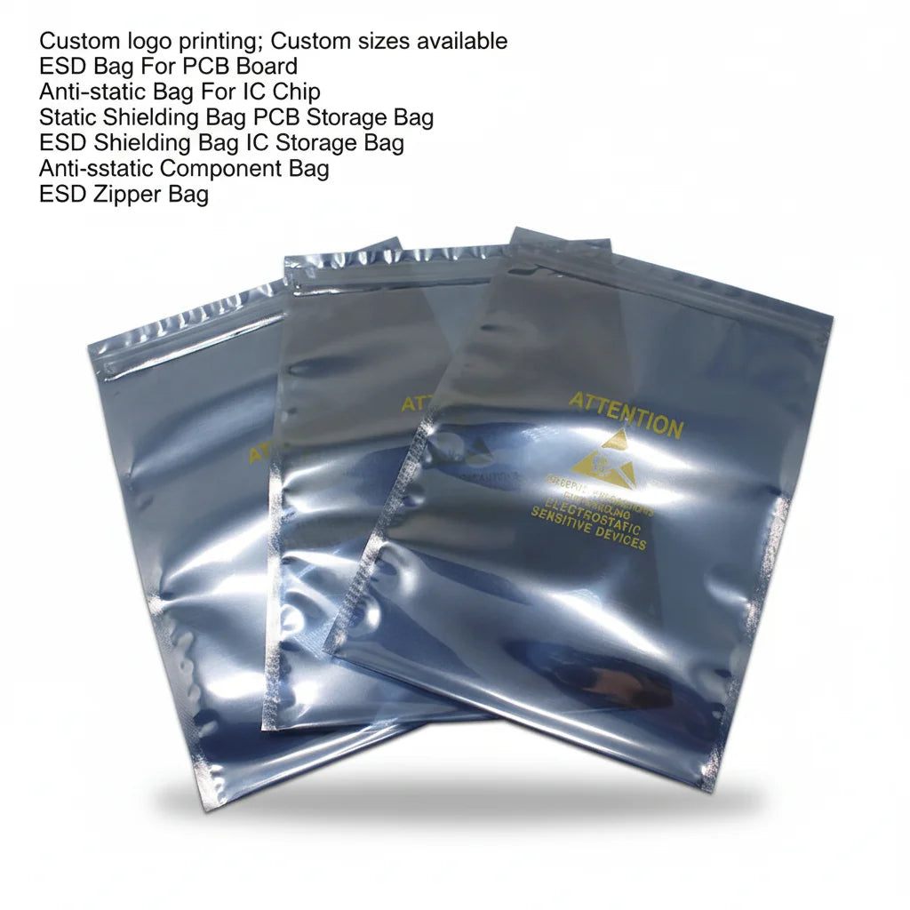 Custom 60*180 mm Hard Disk Drive Packaging Antistatic with Screen Printing ESD Shielding Zip Lock Bag