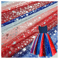 YX2117 American Independence Day Design Fabric Polyester Gradient Rainbow Digital Print Shiny Galaxy Star Tulle Mesh Fabric