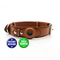 Private Label Sublimation Weighted Faux Pink Vegan PU Leather Airtag Dog Collar Holder smart pet collar with health monitoring