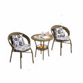 Three-piece Modern Wooden Balcony Dining Table and Chair Set Extendable 2 Seater for Living Room