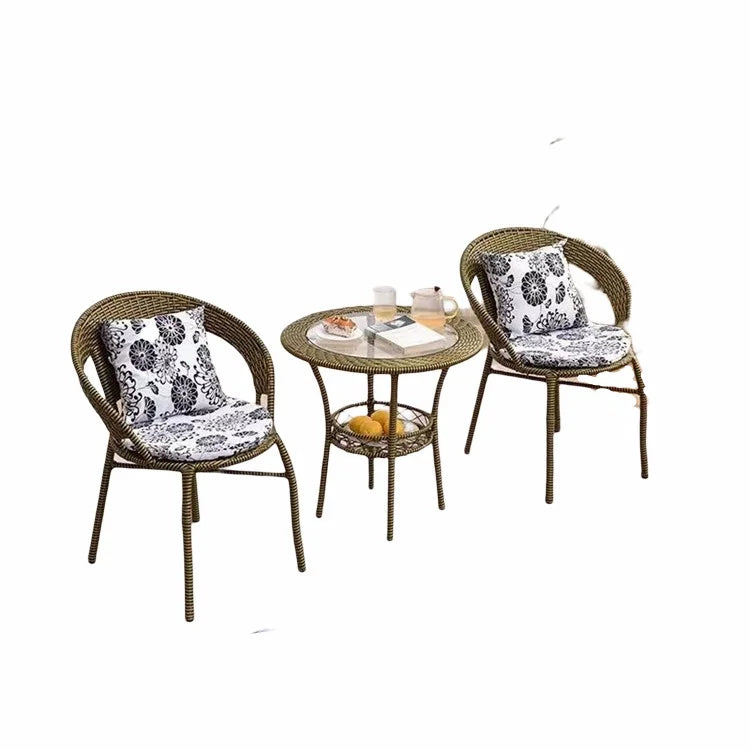 Three-piece Modern Wooden Balcony Dining Table and Chair Set Extendable 2 Seater for Living Room