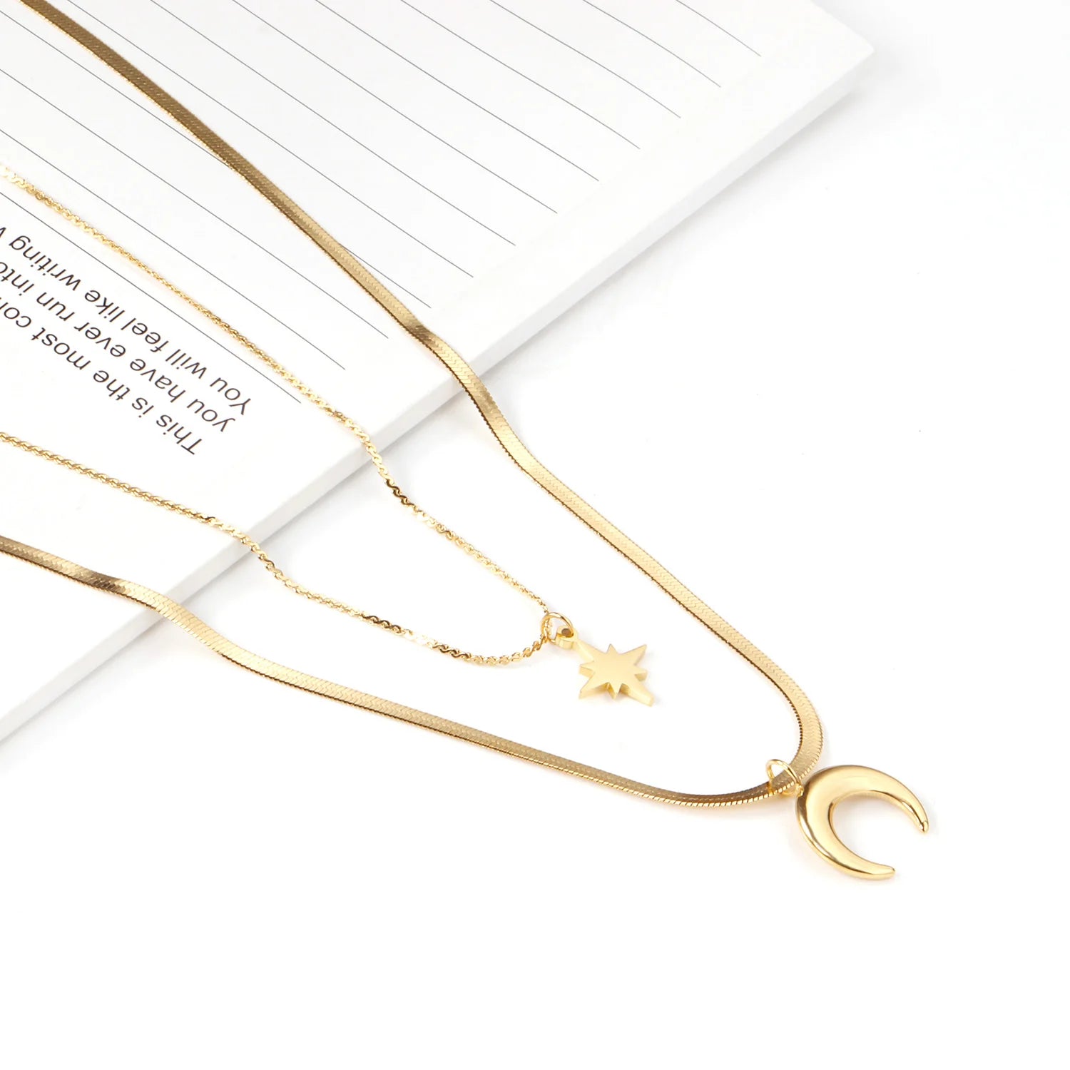Fashion Wholesale Trendy Stainless Steel 18K Gold Plated Link Chain Charm Pendant Necklace for Women's Party Occasions