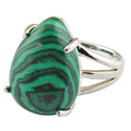 Top Quality Silver for Women Men Girls Syn.Malachite Tear Drop Big Gemstone Natural Stone Party Wear Jewelry Ring with Fine Box