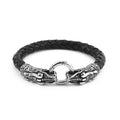Nordic Design Genuine Leather Wristband Stainless Steel Norse Dragon Viking Bracelet Jewelry MegaBDM