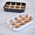 No Plastic Sustainable Bamboo Fiber Self Draining Bar Soap Dish Holder Handmade Shampoo Bar Box Tray for Conditioner Shampoo Bar