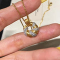 Gold Color Zircon Scrub Round Necklace for Women Girls Vintage Creative Exquisite Personality Wedding Bride Jewelry Gift