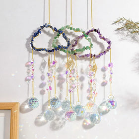 Natural Crystal Chip Cloud Sun Catcher Raw Stone Handmade Folk Art Wind Chime Pendant Garden Lamp Ornament Wedding Gift
