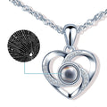 100 Languages "I Love You" S925 Silver Zircon Projection Necklace Hollow Heart Valentine Gift