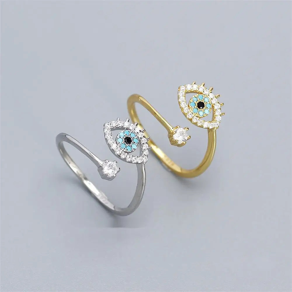 Rainbowking 925 Sterling Silver Devil's Eye Ring Colored with Diamonds Ring Niche Design Personalized Fine Jewelry Ring