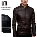 Custom Logo Wholesale Autumn Winter Fashion Trending Men Clothing Casual Stand Collar Motorcycle Leather Jacket Plus Size Coat