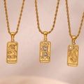 Dreamshow Zircon Tarot Card Necklace 18k Gold Plated Stainless Steel Rope Chain Necklace Fashion Jewelry 2023