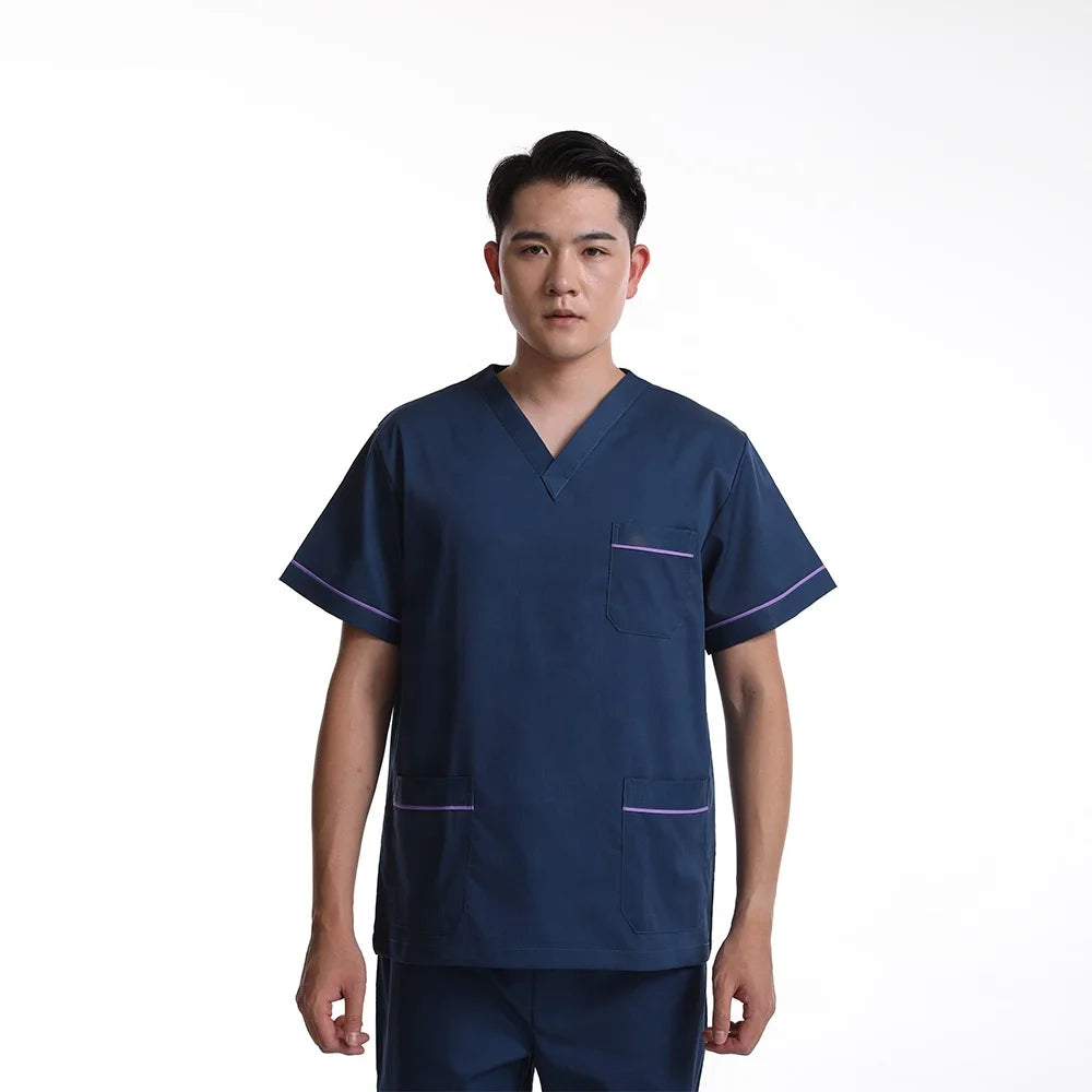 Wholesale Navy Cotton Polyester Scrub Suit Scrubs Uniforms Scrubs Uniforms Medical Doctor Nurse Hospital Uniform