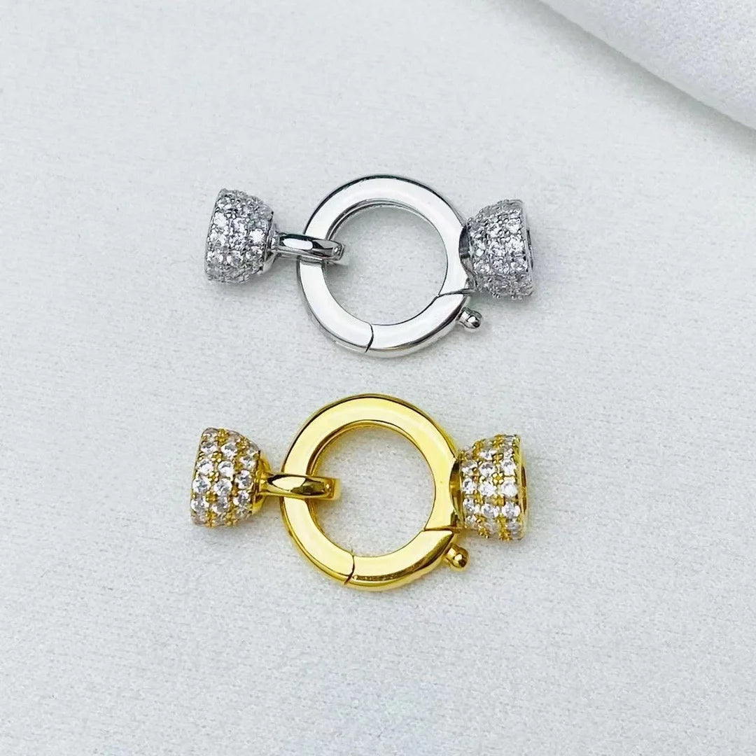 C608 6-9mm 925 Sterling Silver 18K Gold Plated Pearl Clasp for Jewelry Wholesale Metal Cord Ends Clasp Necklace/bracelet Clasp