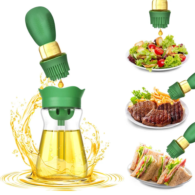 Heat Resistant Portable Silicone Oil Dispenser Bottle Silicone Oil Bottle Brush Kitchen Baking BBQ Tools Silicone Oil Brush