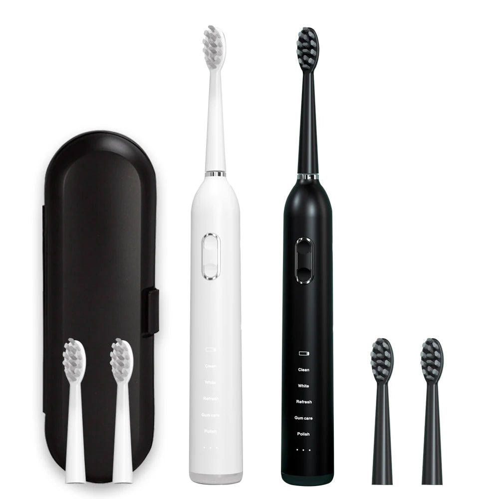 Private Label Rechargeable Electric Toothbrush for Adults 5 Powerful Modes Black Soft Bristles Home OEM ODM Electric Toothbrush