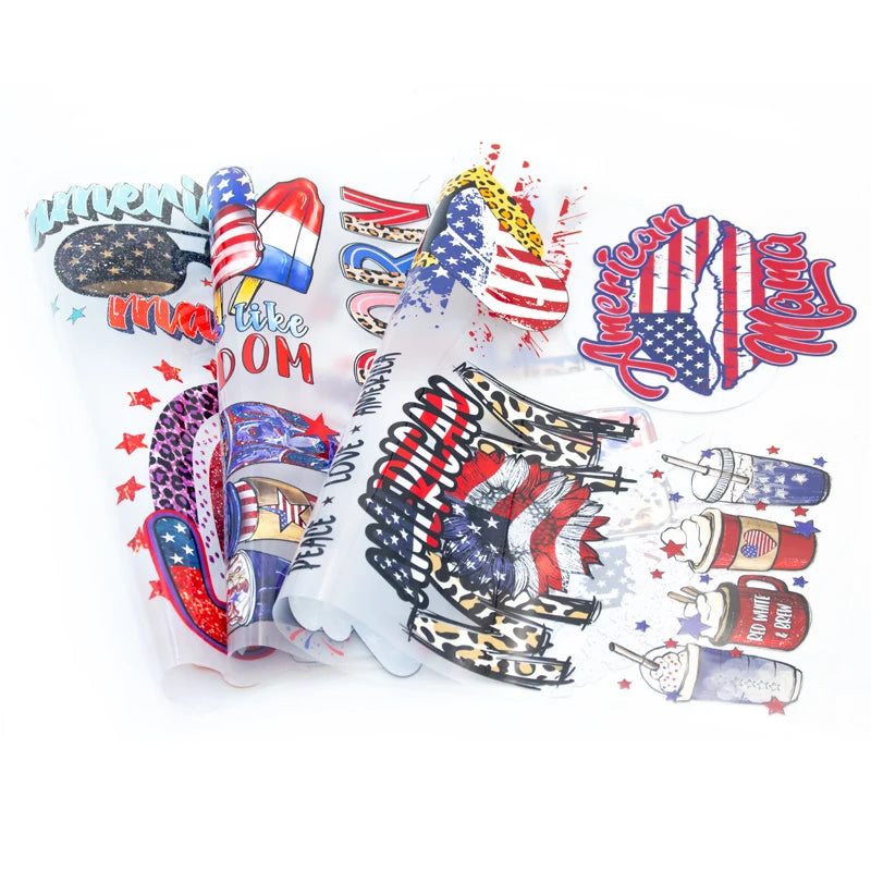 Custom Independence Day Washable T-shirt Heat Transfer Sticker Iron on High Density Heat Transfer Printing Sticker Wholesale