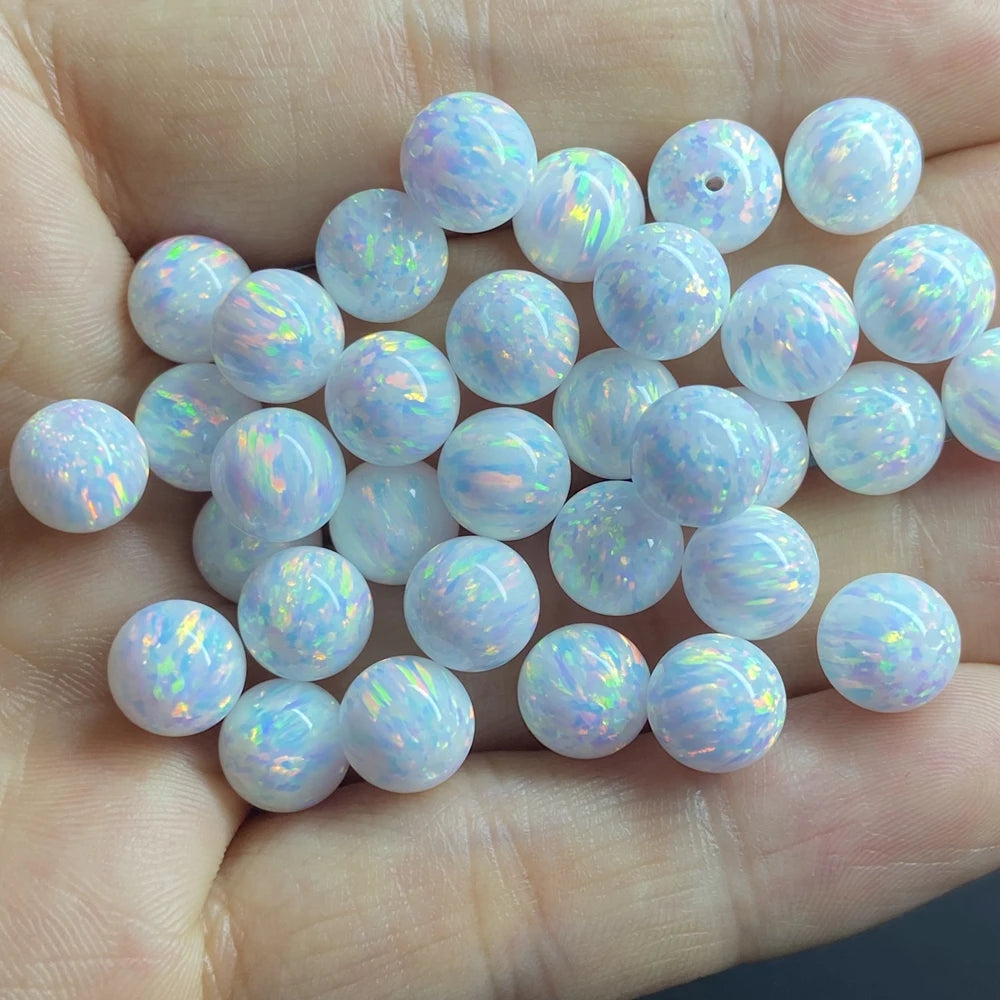 HQ GEMS 78 Colors Opal Gemstone Beads Fire Round Ball With Full Hole Opal Beads 6mm