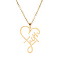 Religious Faith Heart Necklace Women Men Stainless Steel Christian Inspirational Jewelry Gift