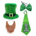 Factory Direct St. Patrick's Day Accessory Set Irish Green Shamrock Hat Mustache Neck Bow Tie in Cloth Material