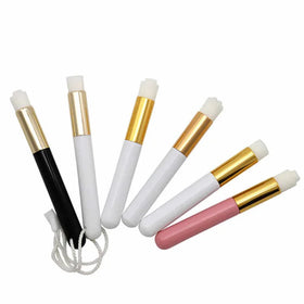 New Arrival Reusable Microfiber Brush Wooden Handle Eyelash Facial Cleaner Shampoo Brush for Makeup Removal