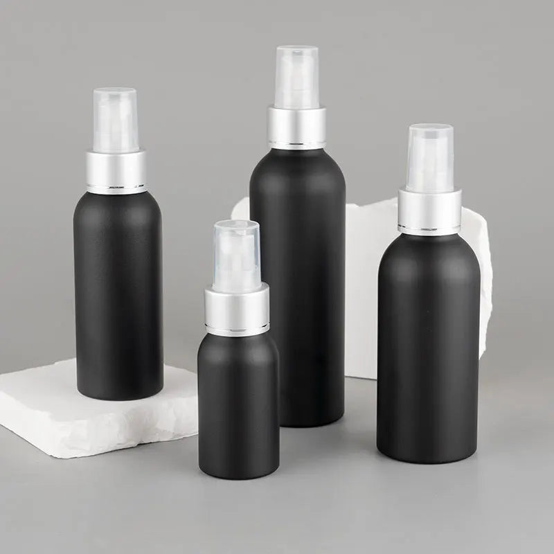 Black Aluminum Bottle 30ml-250ml with Pump Sprayer for Cosmetics Shampoo Liquid Soap Lotion Skin Care