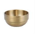 304 Stainless Steel Bowl Gold Color Double-layer Sanding Bowl Korean Food Bulgogi Rice Soup Serving Large Metal Bowl