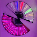 Custom 13ins Led Folding Hand Fan Light up Bamboo Decorative Rave Flash Fan for Party