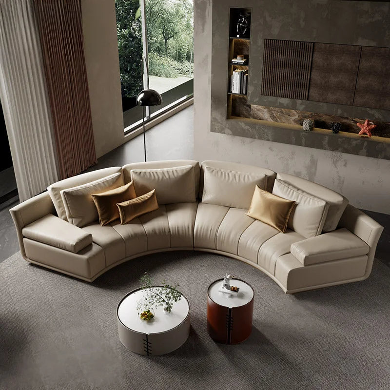 Modern Half U Shape PU Leather Sectional Sofa Indoor for Home Hotel Use Stylish Living Room Furniture Villa High-end Living Room