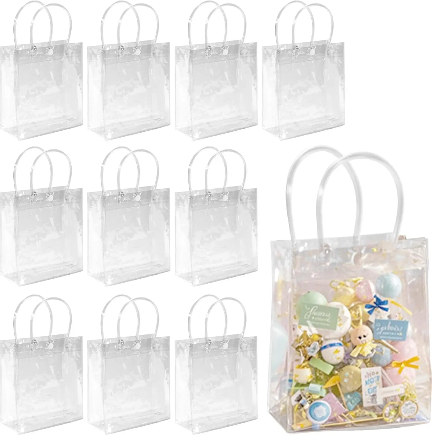 Thickened 360Î¼m Clear Mini Tote Goodie Bag Transparent Party Favour Plastic Gift Bags Clear PVC Gift Bags With Handles