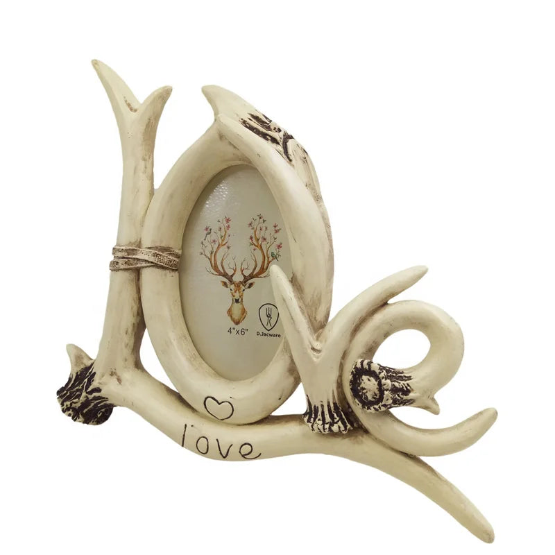Resin Antler Vintage Style Handmade Baroque Photo Frame-Eco-Friendly Customizable Size & Color Wall Mount