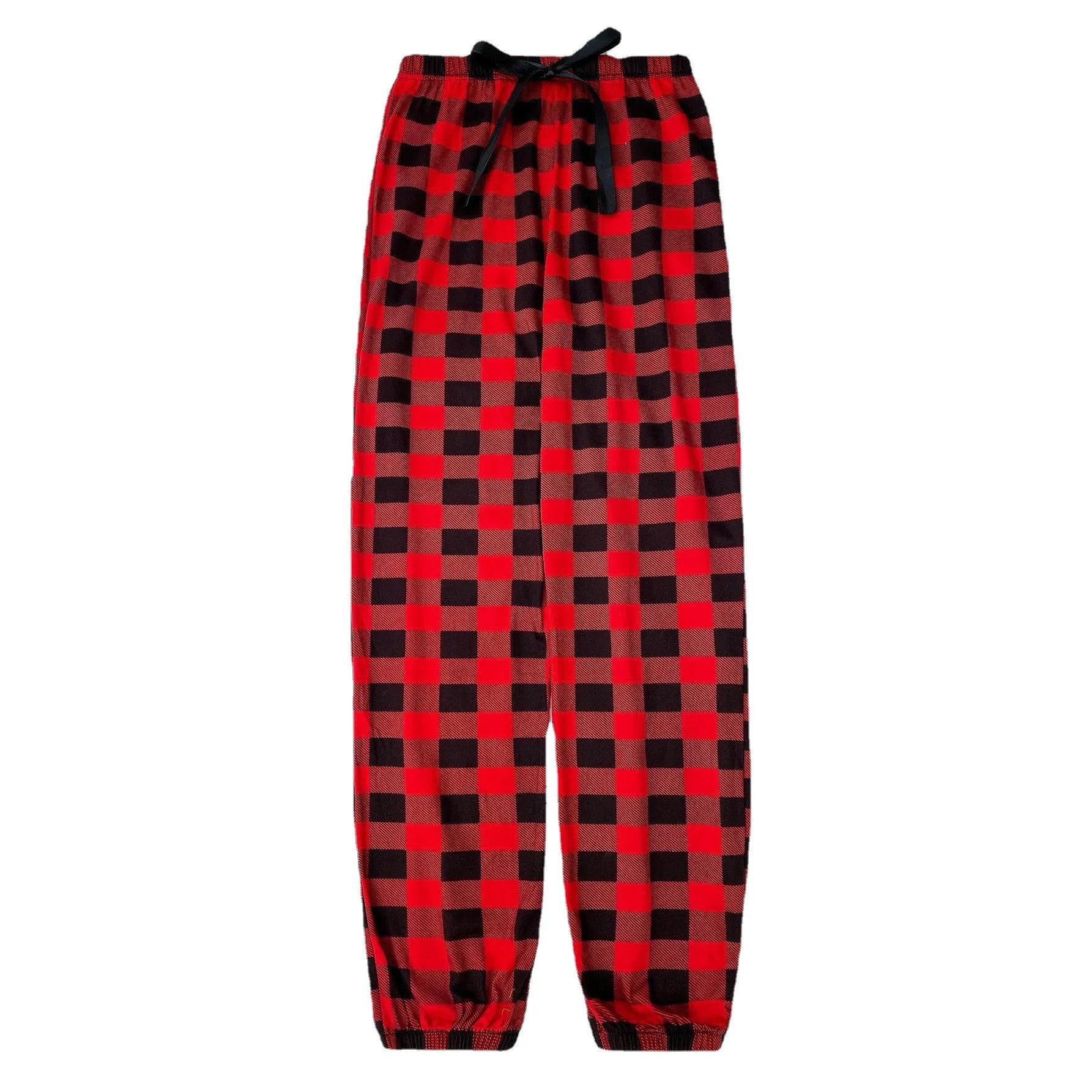 Women's Black Red Plaid Pajama Cotton Pants Breathable Elastic Waist Pajamas Pants for Women