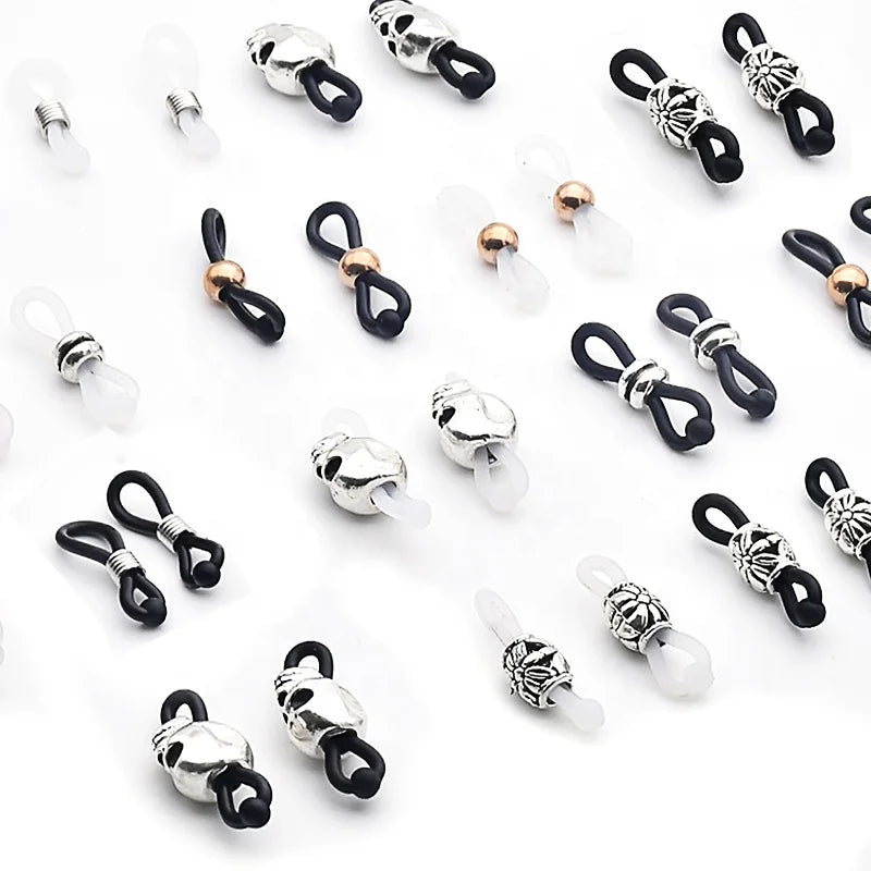 Silicone Loop End Spectacle Chain Strap Holder Cross Black White Eco-Friendly Non-Slip Comfortable Eyeglass Eyeglasses Parts