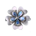 Elegant 925 Silver Jewelry Rhodium Plated Natural Moonstone Trendy Flower Gemstone Ring for Women's Wedding Anniversary Gift