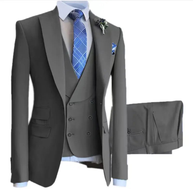Blazers Vest Pants Sets 2024 New Fashion Groom Wedding Dress Suits Men Casual Business 3 Pcs Set Suit Jacket Coat Trousers M-6XL