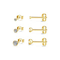 3PCS/set 925 Sterling Silver  Minimalist Zircon Stud Earring Set Silver Jewelry