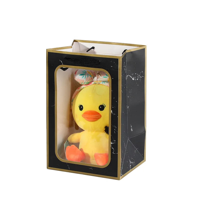 Hollow Portable Paper Day Flower Flower Packaging Box Gift Bags With Window