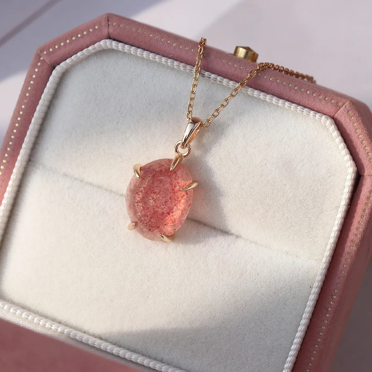 925 Sterling Silver Necklace Fine Jewelry Necklaces Natural Gemstone Stone pink Crystal Necklace