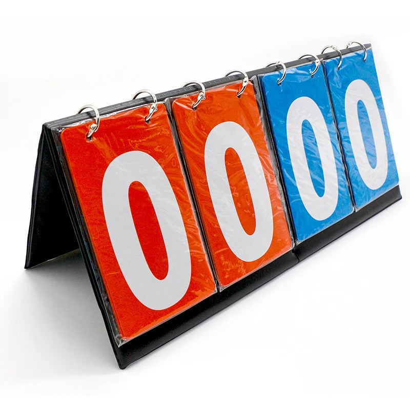 4 Digit Portable Flip Score Counter Sports Competition PVC Manual Scoreboard for Table Tennis Basketball Volleyball Football