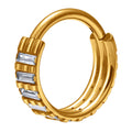 G23 Titanium 16G Segment Hoops Nose Ring with Cubic Zirconia Triple Stack Earrings Cartilage Helix Tragus Women Piercing Jewelry
