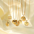 Wholesale Sun Moon Star Zircon Necklace Heart Cross Round Pendant Necklace 18K Gold Plated Eye Stainless Steel Necklace