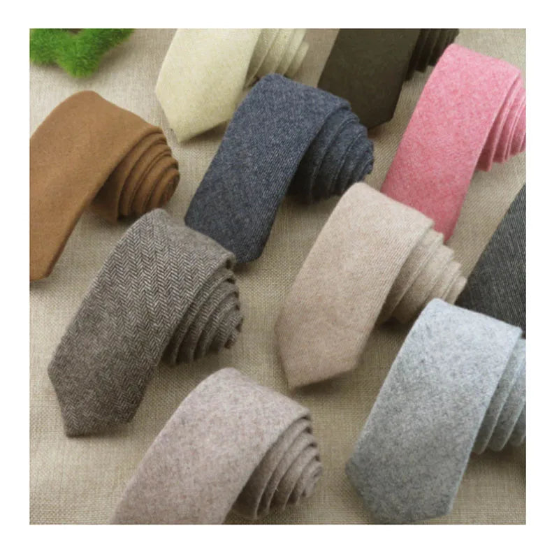 Custom Woven Solid Wool Neck Tie Custom Neckties for Men Skinny Twill Stripe 6cm Cravate Gravate
