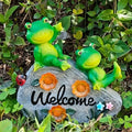 Outdoor Garden Frog Statue Sitting Stone Welcome Sign Home Decoration Easter and New Home Gifts