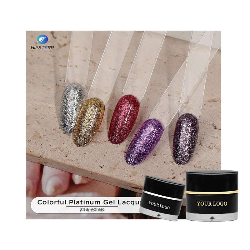 Hipsterr Hema Free High Shinning Popular Color Uv Gel Nail Polish Platinum Painting Gel Lacquer Private Label
