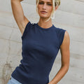 Crew Neck Sleeveless Ribbed Fabric Quick Dry Stretch Fitness Yoga Wear Tops Breathable Workout Tank Top